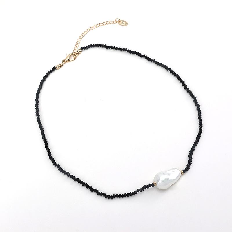 Necklace: White, Fashionable, Versatile, Niche, Fresh Jewelry; Black Pearl Necklace