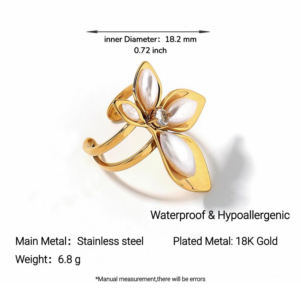 Женское элегантное кольцо Ying Tai с ажурным узором в виде лепестков, из нержавеющей и титановой стали, с покрытием 18 карат золотом, тонкой полировкой, не тускнеющее.