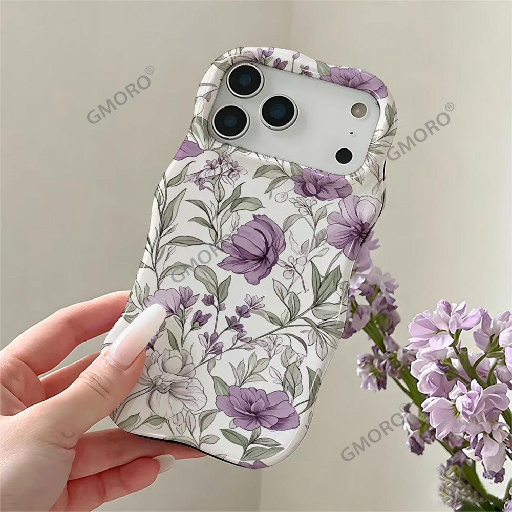 Fresh Girl Model Isn Korean Gentle Floral Film Shell Wavy Edge Mobile Phone Case for iPhone11/11pm