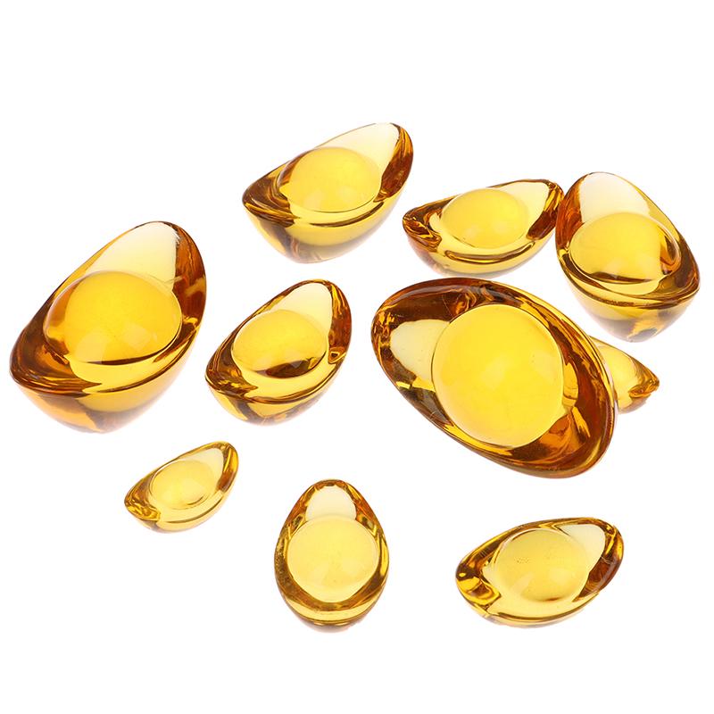 2Pcs Feng Shui Chinese Ancient Gold Ingot Mascot Citrine Ingot Money Wealth