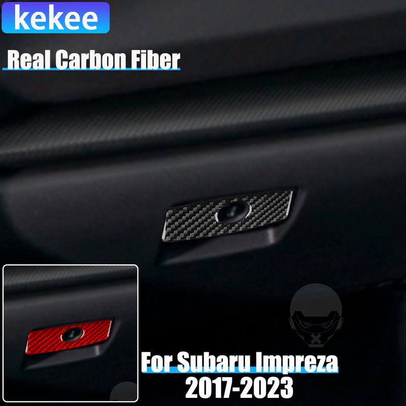 Real Carbon Fiber Car Accessories Glove Storage Handle Panel Cover Soft Sticker For Subaru Impreza 2017- Crosstrek 2018-