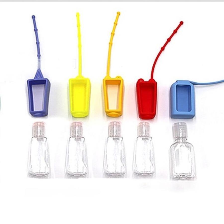 30ML Hand Sanitizer Disinfection Water Bottle with Hook Silicone Sleeve, Perfume Bottle Cover Portable Car-mounted Disinfectant Bottle Mosquito