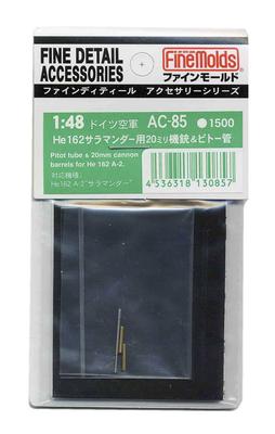 Fine Mold Letecké příslušenství 20mm hlaveň kulometu Pitotova trubice pro He162 Salamander Plastové modelové díly AC85 1/48 &