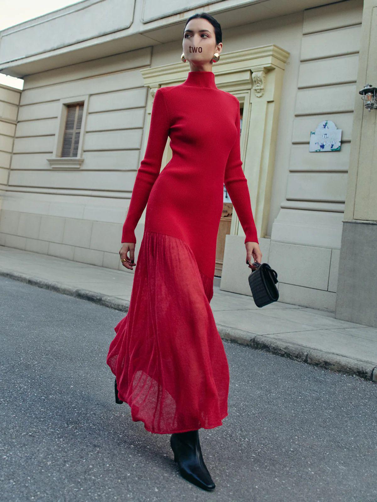 

Autumn/Winter 2025 Hepburn-Inspired Slimming Knitted Mesh Dress XL