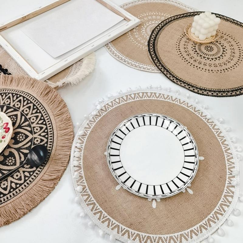 1 stk. Linservietter Fotorekvisitt Dekorasjon Bordbrikke Varmebestandig Sklisikker Hjemmevaskbar Skål Kopp Matte