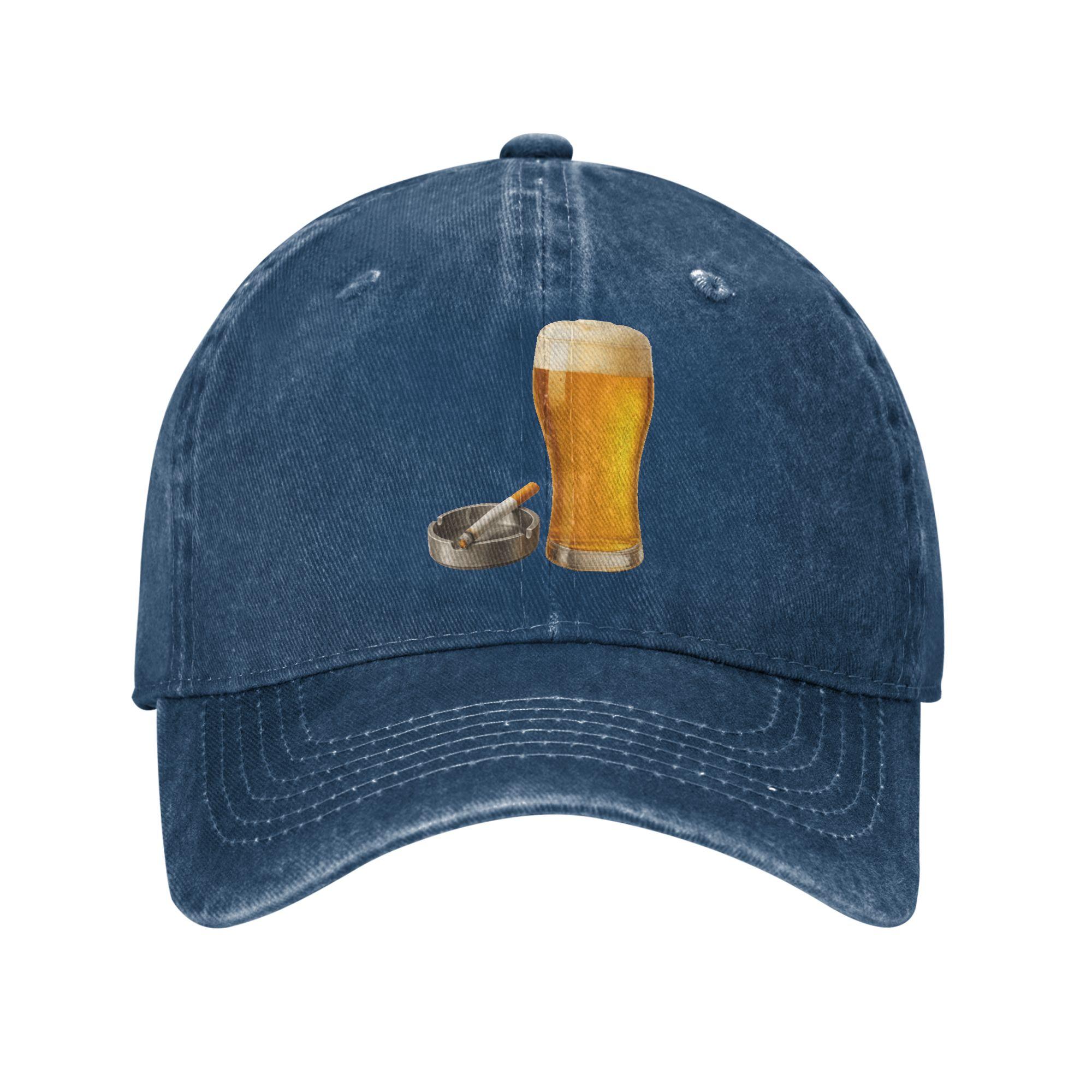 

Funny Beer Cigarette Washed Baseball Cap Street Style Sun Trucker Hat Summer Unisex Women Hiking Fishing Baseball Caps One Size