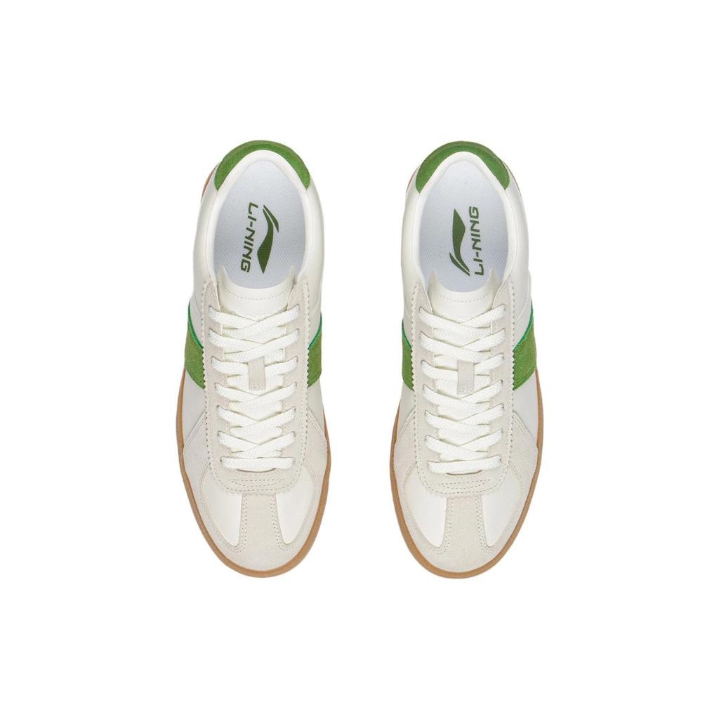 Li Ning Abrasion Resistant, Lightweight, And Breathable Low Top Skateboard Shoes Men's White Green AGCS289-1