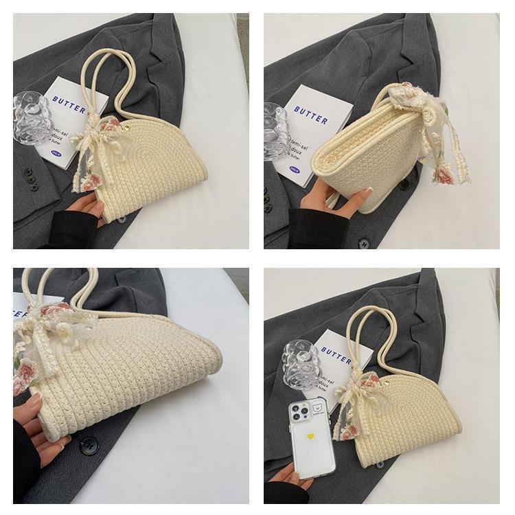 2025 Ladies' Cotton Rope Crossbody Phone Bag - Stylish Shoulder & Underarm Bag for Beach Vacation