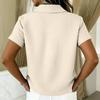 Ladies' Fashionable Casual Button Cotton Linen Short Sleeved Shirt Top