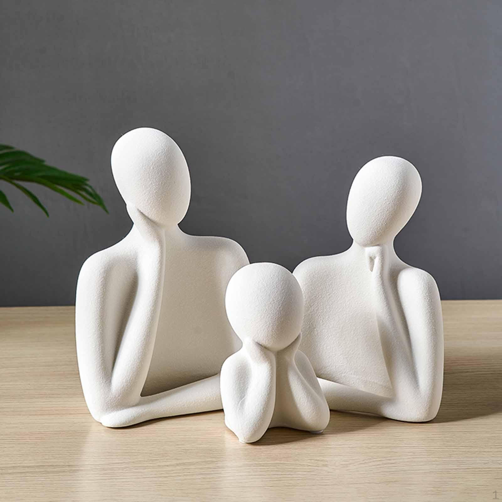 

Creative Abstract Family Statues Character Accessories Sculpture Crafts for Room Desk Bookcase Book білий