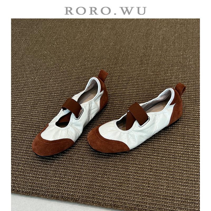 Sheepskin Version~ Retro Elastic Elastic Band Shallow Mouth Casual Sports Shoes Women's Versatile Soft Sole Comfortable Flat Bottom German Training