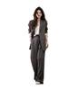 Women's Gray Chenille Suit Set: 2024 Korean Style, Casual Professional with Wide-Leg Pants for Autumn/Winter