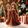 Christmas Ornaments 2D Flat Acrylic Ornaments, Bead Embroidered Art Goddess Exquisite Tree Charms Pattern Pendant, Double-Sided Hanging Charm for Home
