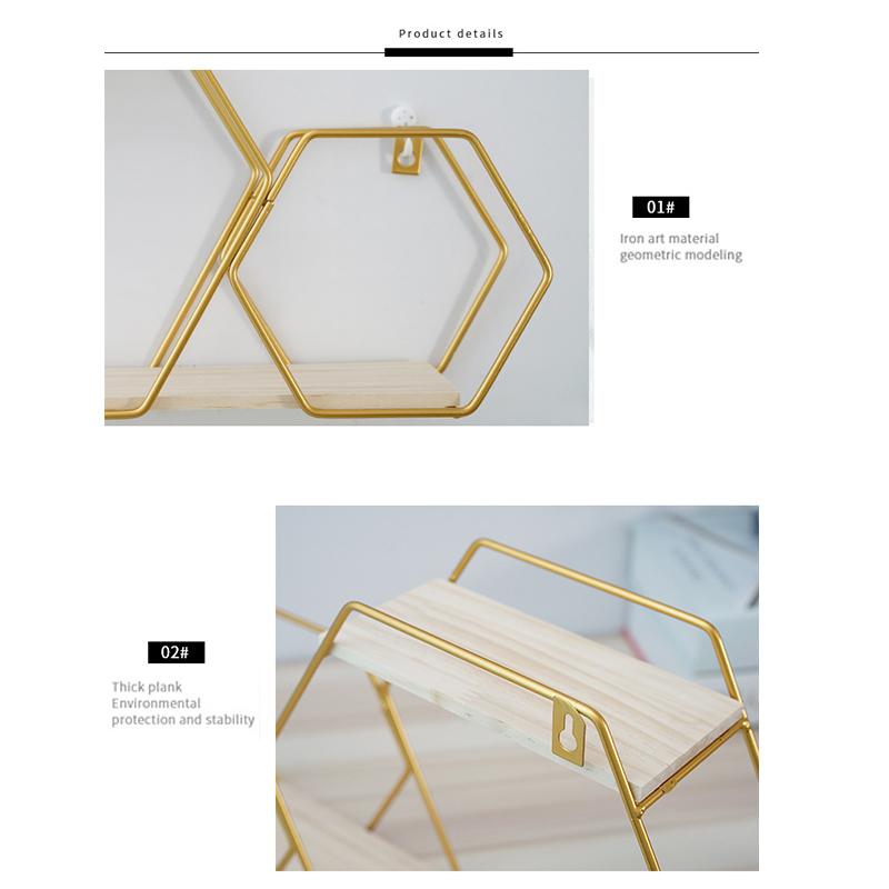 1PC Iron+Wood Space-Saving Wall-Mounted Durable No-Drill Easy-Install Storage Rack Decorative Shelf Easy-Install Wall Sturdy