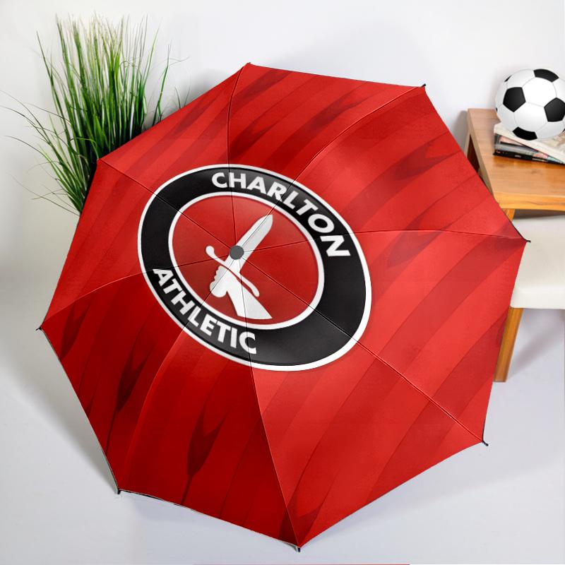 Football Charlton-Athletic Crest Automatic Folding Umbrella - 8-Rib Travel Umbrella with Auto Open/Close & Portable, Gift for Christmas, Birthdays