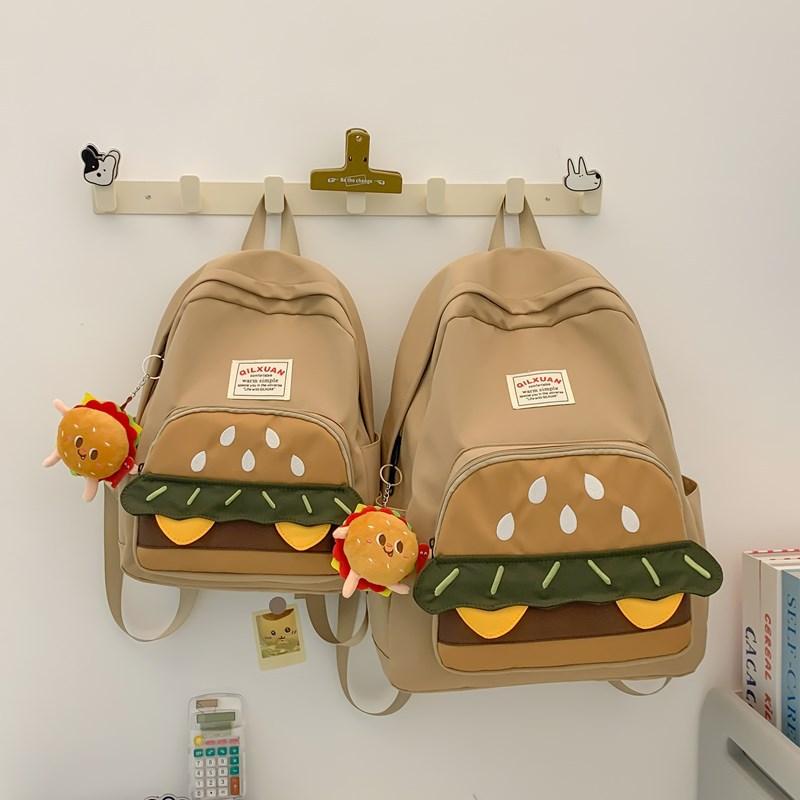 Schultasche Rucksack Mädchen Internet-Berühmtheit Mode Neu Niedlich Cartoon Student Kleiner Rucksack Süßer Stil Campus Burger Kleine Schultasche