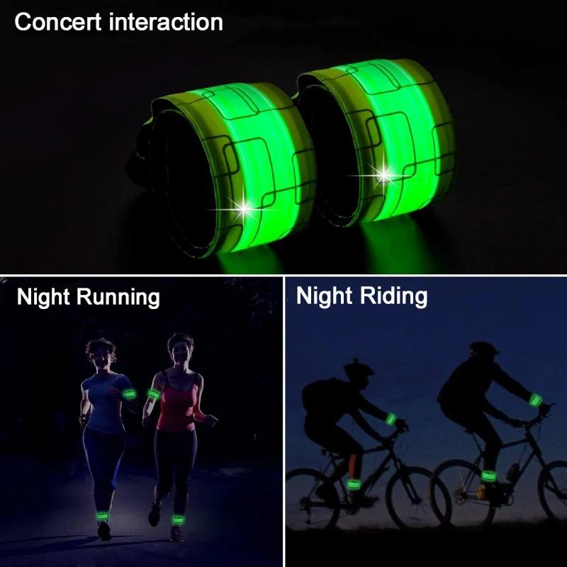 Outdoor Sports Night Running Armband LED Lamp USB Rechargeable Safety Belt Arm Leg Warning Wristband Cycling Bike Bicycle Light