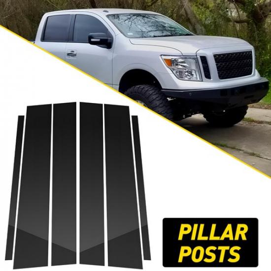 For Nissan Titan Crew Cab 2004-2015 Black Window Pillar Posts Door Trim Cover EV