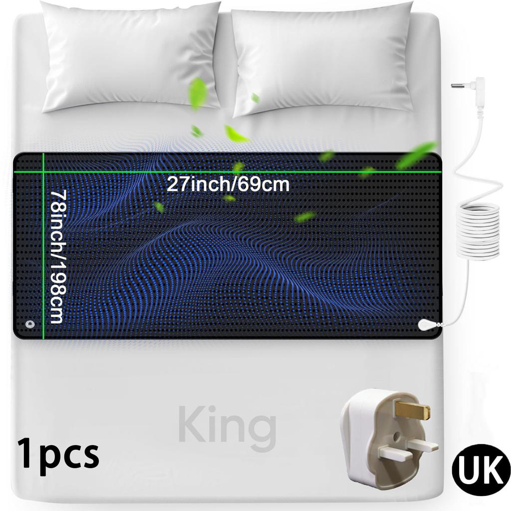 Grounding Mat for Bed Anti Slip PU Leather Grounding Pad with Grounding Cord Improves Sleep Relieves Stress & Pain