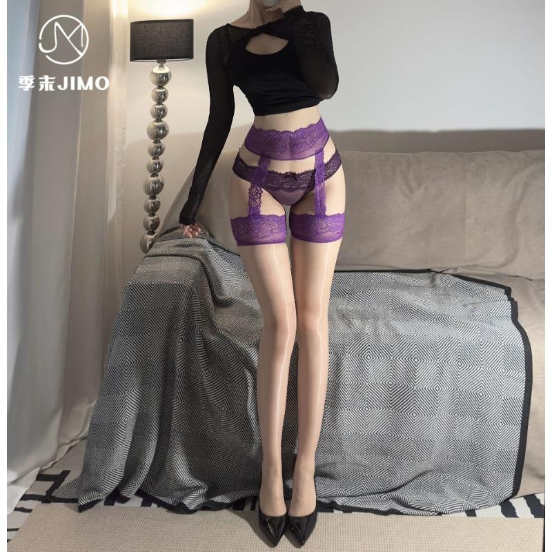 Erotic Underwear Season End] Aurora Purple Stockings Lace Stockings Sexy Oily Pure Desire Ultra-thin Suspenders Female A