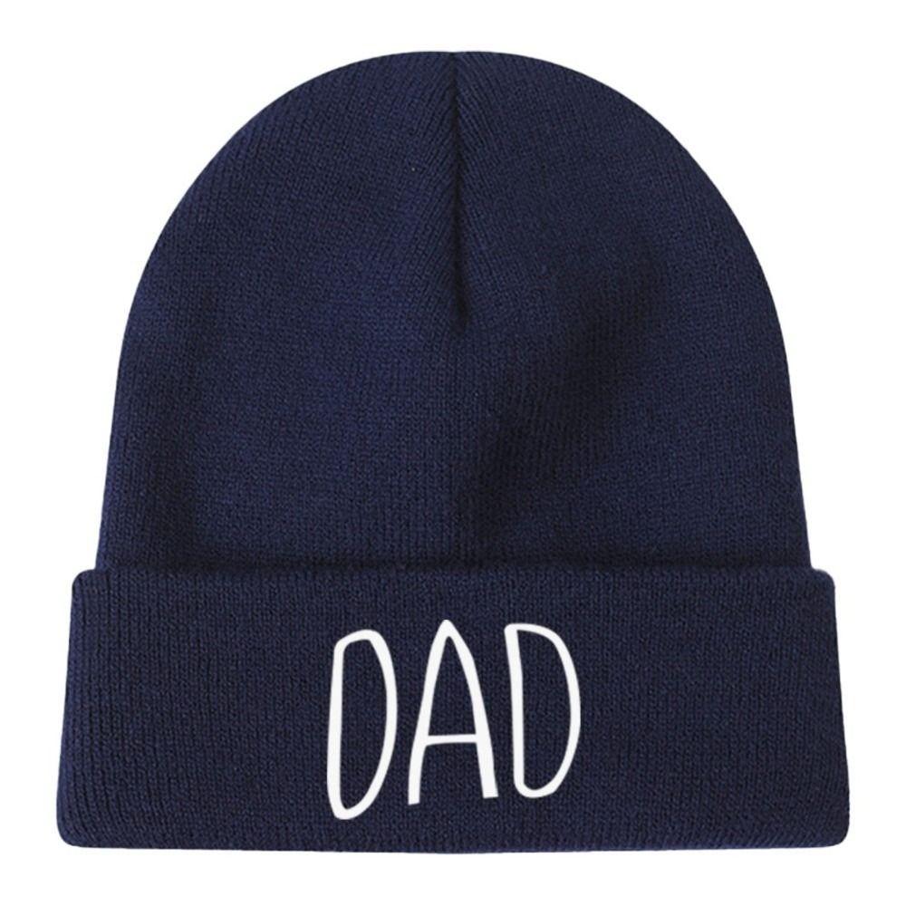 Family Matching MOM DAD Knit Beanie Elastic Turn-Up Brim Matching Hat Warm Couple Hat Cold Weather