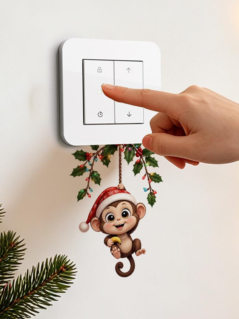 Cartoon Hanging Monkey Switch Sticker Halloween Christmas Socket Outlet Wall Decor