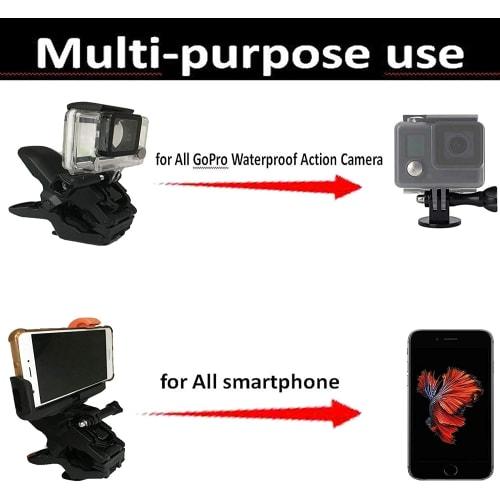 Multi-purpose - Guitar/Ukulele Phone Holder/Guitar Earphone/Cell Phone Clamp Phone Holder for Smartphones and Action Cameras