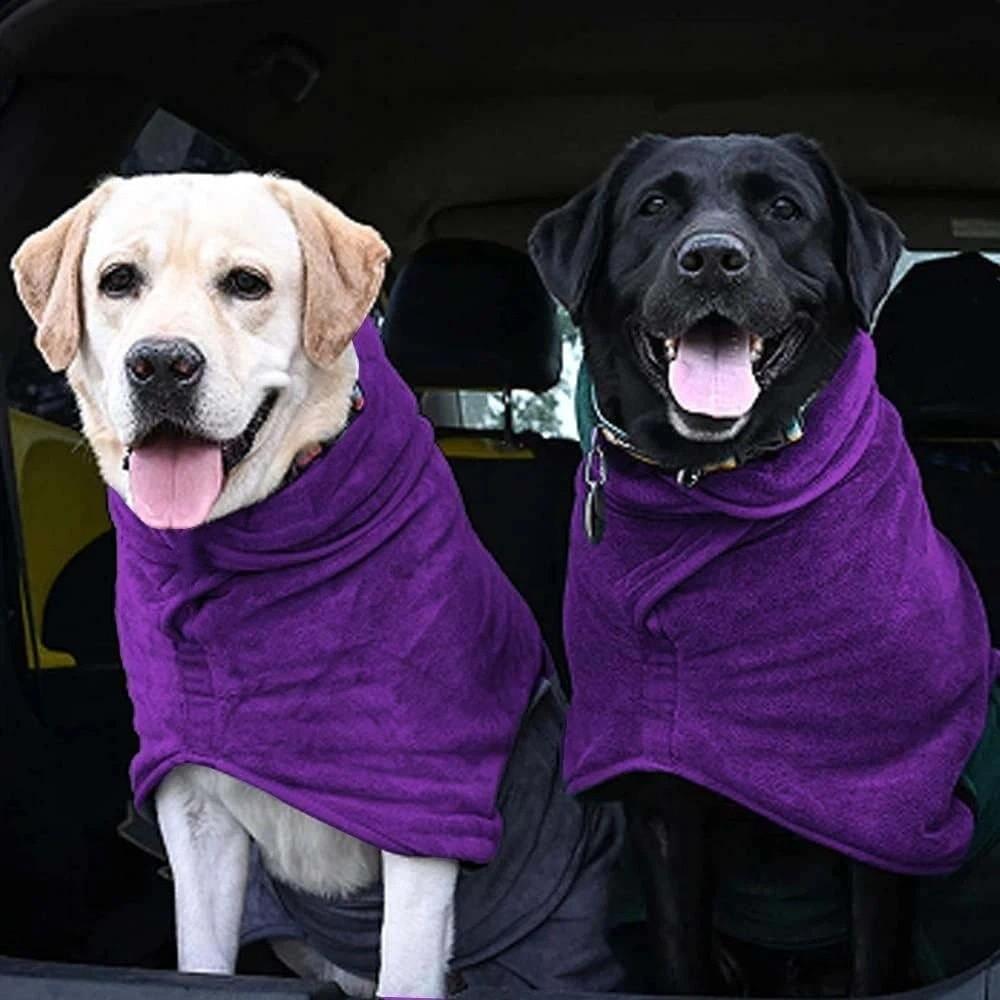 Coral Fleece Dog Bathrobe Quick Drying Absorbent Dog Bath Towel for Large Small Dogs Comfortable Dog Clean Washcloth Swimming
