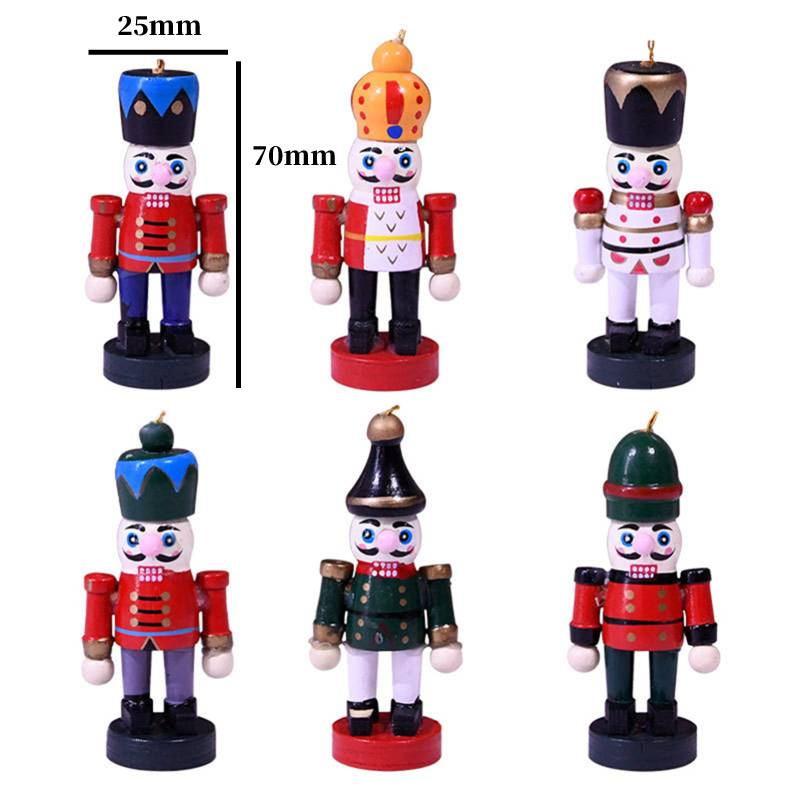 

5/6Pcs Nutcracker Wooden Doll Christmas Nutcracker Figurines Vintage Handcraft Puppet Crafts Festival Creative Ornament Dolls