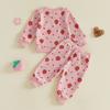 Citgeett Autumn Toddler Girl Fall Outfits Strawberry Print Long Sleeve Sweatshirt Pants Casual Clothes