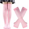 Holiday Party Sock Set, Striped Sleeve Over Knee Socks Socks