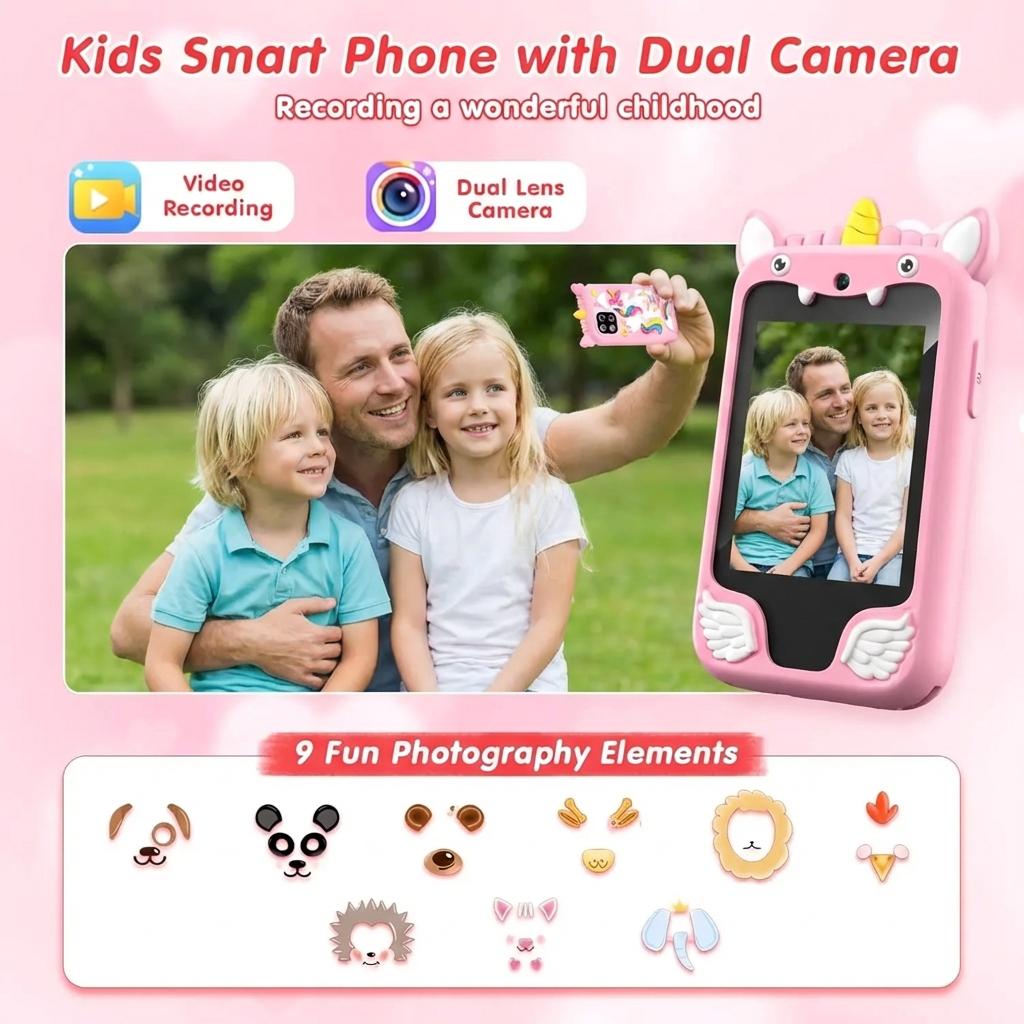 Children Phone Camera Toys Mp3 Music Player 20 Puzzle Games Tooddler Leaning Toys for Girls Boys Birthday Gifts With 8G