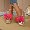 Women Wedges Slippers New Summer Fashion Bow Designer Slippers Thick Sole Non-Slip Outdoor Sandals Casual Open Toe Slides Women