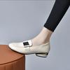 Leather Low-heeled Single Shoes Women's Spring 2025 New Round Head Soft Leather Loafers Flat Leather Shoes Versatile Doudou Shoes