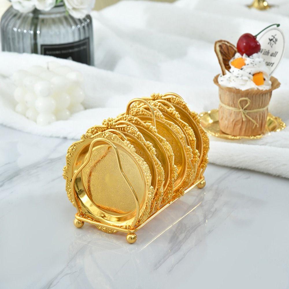 Desktop Ornament Iron Fruit Plate Set Exquisite Creative Storage Tray Multi-Function Portable Pastry Display Plate Cake