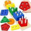 Montessori Wooden Toys Color Shape Matching Puzzle Game Colorful Beaded Color Cognition Early Educational Toys Gift for Children