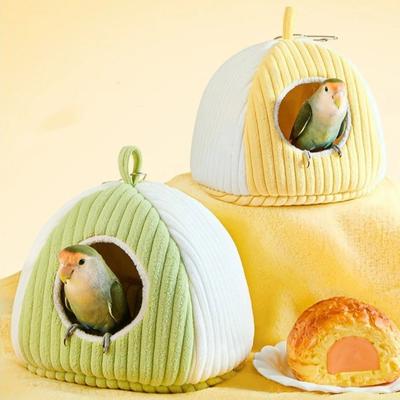 Bird Habitat Thickened Warm Parrot Nest Fleece-lined Soft Bird House Washable Comfortable Bird Hanging Hammock Autumn Winter