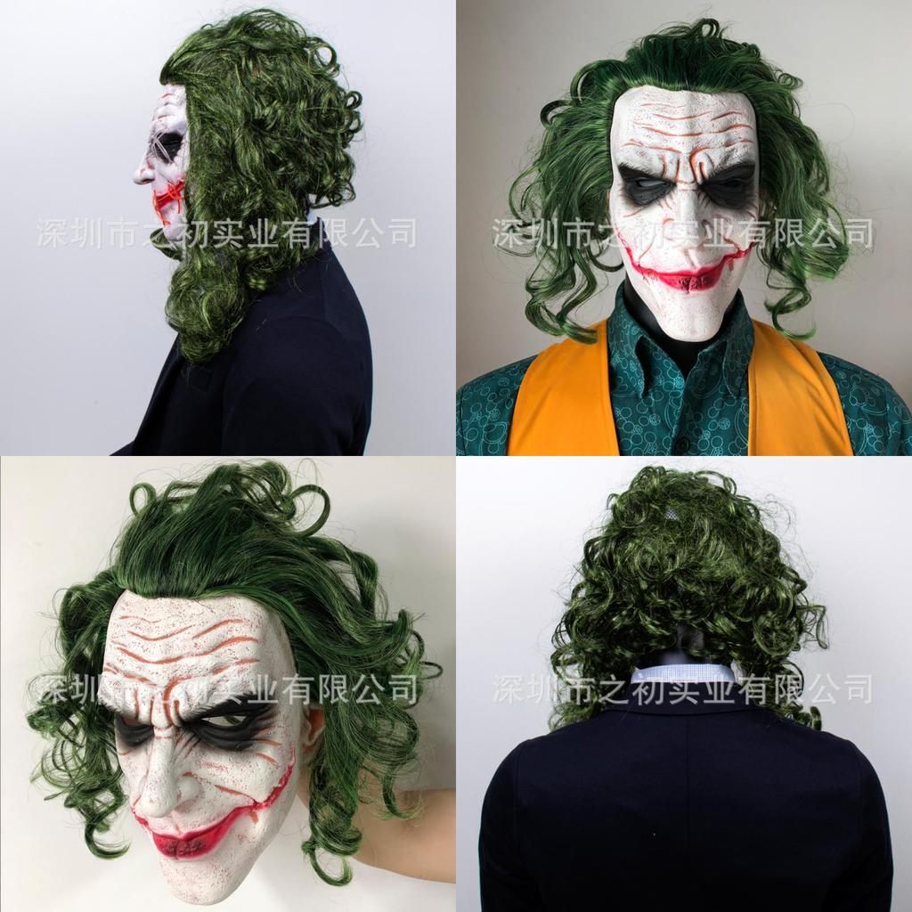 Dark Knight Batman Joker Latex Mask Wig Halloween Horror Prop