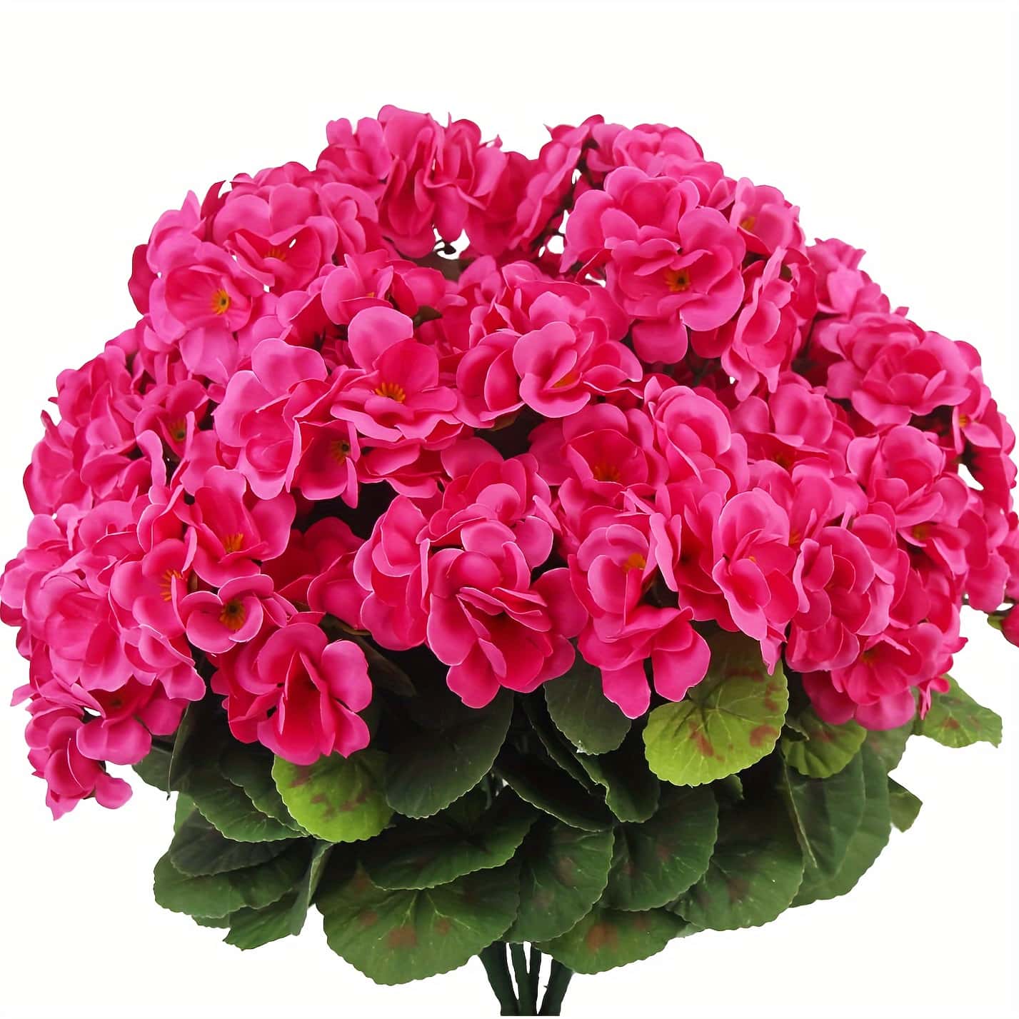 

2/5 шт. Реалистичные искусственные герани - Яркие цветочные букеты с пышными зелеными листьями - Пластиковые цветы для внутреннего/наружного декора 2PCS розы красного