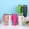 1.2L Large Capacity Car Thermos Cup With Handle And Straw,Double Layer Stainless Steel Vacuum Flasks,Outdoor Travel Water Bottle