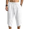 Mens Summer Beach Casual Waffle Knit Loose 3 4 Shorts
