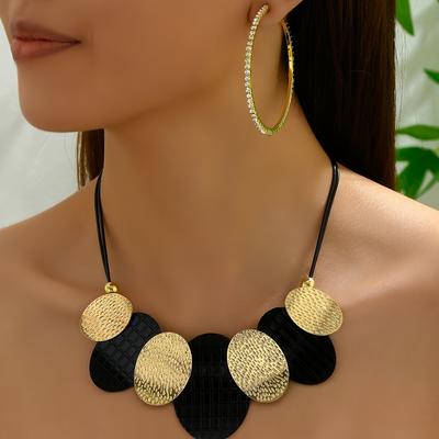 Earrings  Necklace Punk Style Jewelry Set Exaggerated Plate Design Match Daily Outfits