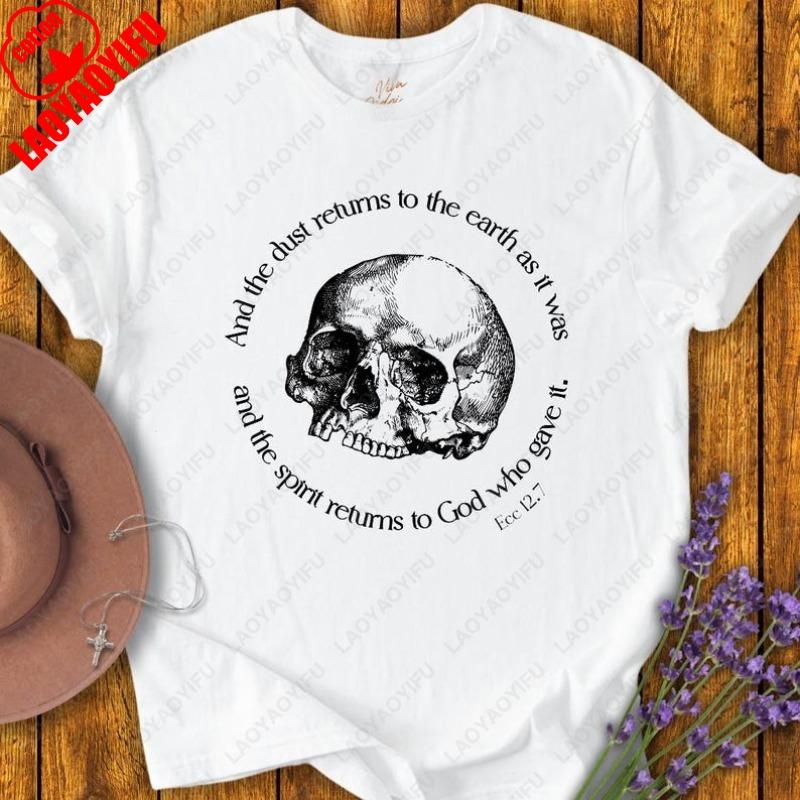 Memento Mori Men Women Cotton TShirt Catholic Halloween All Souls Day Christian Clothing Trad All Saints Day Gothic Skull Tops