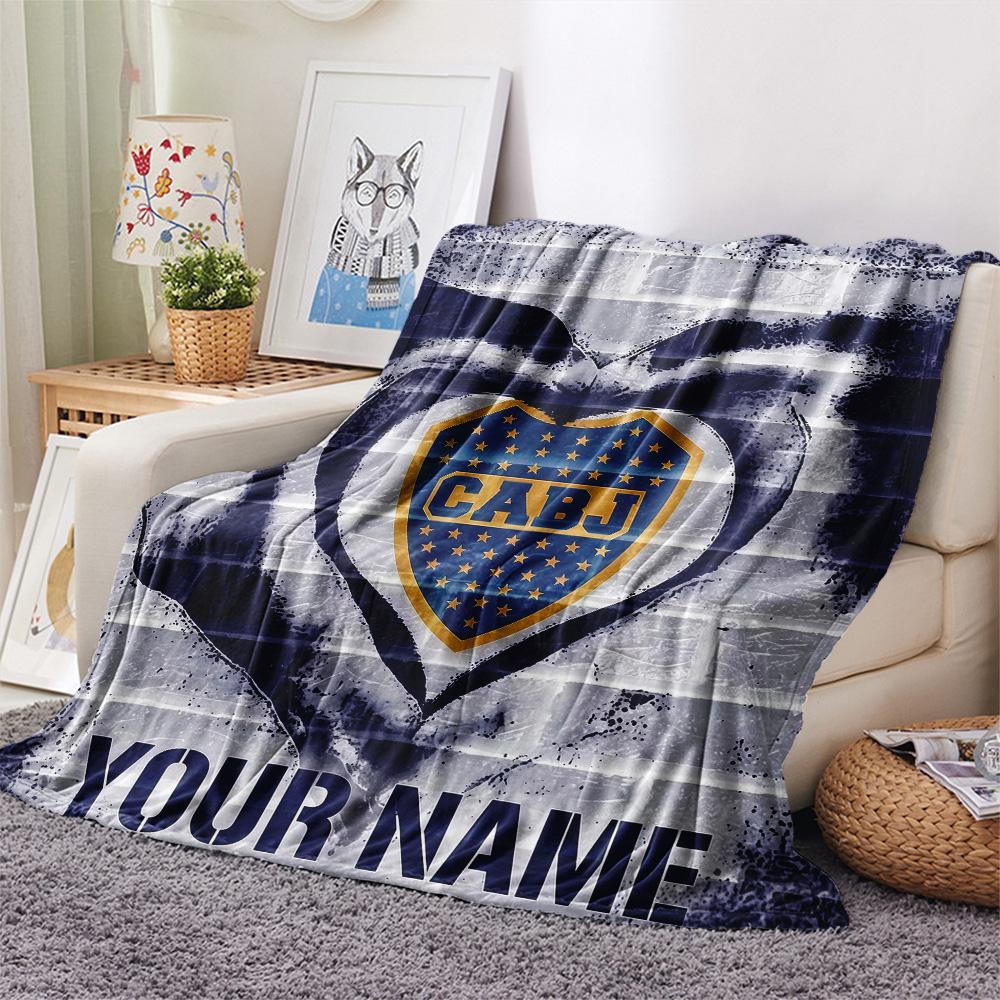Custom Name Boca Juniors Flannel Blanket, High quality Comfortable for All Seasons, Home Decor, Warmth and Comfort