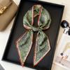 Temperament Long wide hair band, tied bag belt, double-sided silk scarf, retro literary satin streamer ins multi-functional scarf