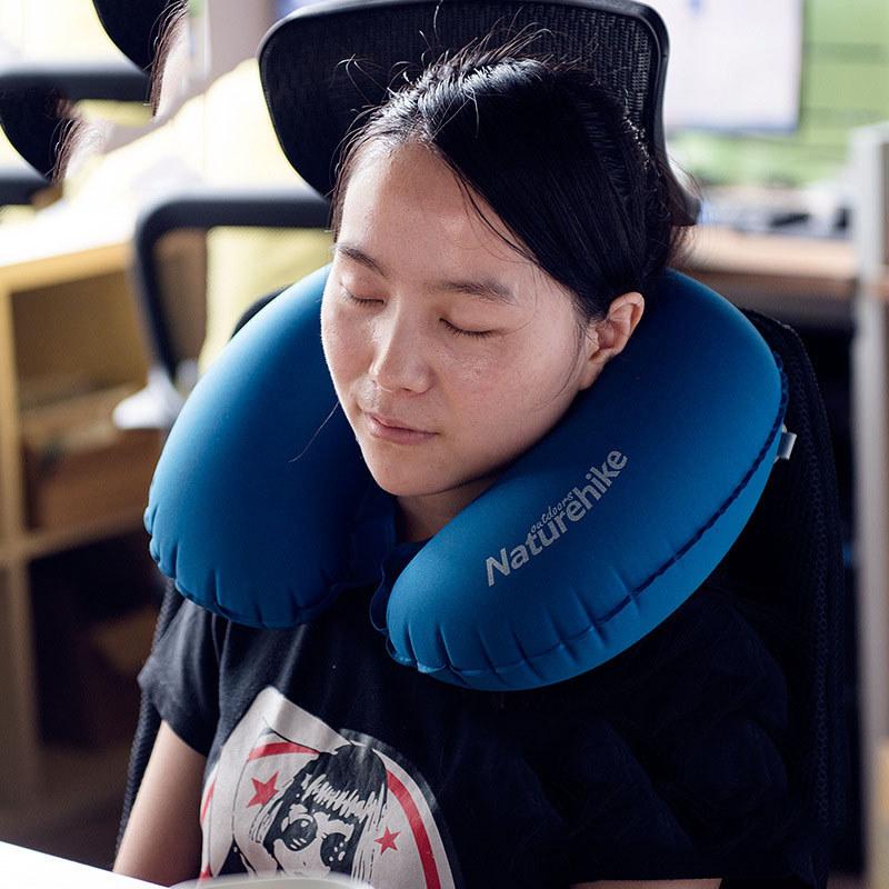 Inflatable U Shaped Travel Pillow With Ice Silk Cover For Adults Comfort And Support
