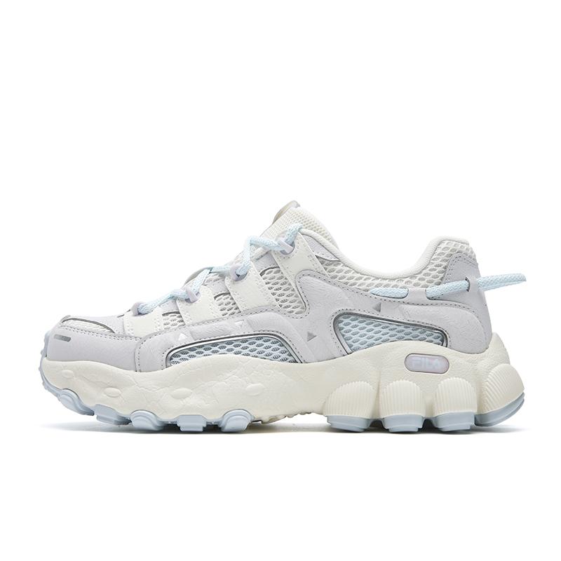 FILA PILA Lightweight, Breathable, And Slip Resistant Low top Chunky Sneakers Women's Milk White/Rain Mist Gray F12W622132FGN