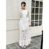 New Fashion Sexy Lace Long-sleeved Women's Dress with Elegant Temperament