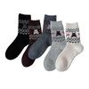 Retro Socks Female Cute Cartoon Bear Medium Tube Socks Warm Wool Stacking Socks Boneless