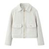 TAOP&ZA Early Spring Soft Jacket with Zipper Detail and Turn-Down Collar, Long Sleeve, Short Outerwear